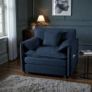 Mshliw Oversized 41.7″ Chenille Armchair, Modular Deep Seat Sofa Chair with Toss Pillow, Modern Upholstered Sectional Single Chair for Apartment - 1 of 4