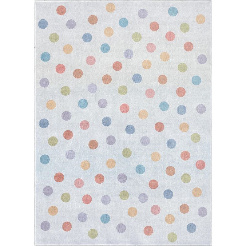 Well Woven Rainbow Polka Dots Apollo Kids Collection Multi Color Area Rug, 1 of 11