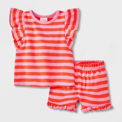 Image of Baby Girls' Ruffle Top & Bottom Set - Cat & Jack™ Pink Newborn