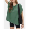 EXLURA Women's Summer Exposed Seams Oversized Tops 2025 Casual Workout T Shirts Trendy Pleated Dressy Crewneck Tunic Outfits - 4 of 4