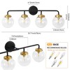 POWLIG 30.71-in 4-Light Black&Gold Bathroom Light Fixtures Over Mirror Vanity Lighting with Clear Glass Globe Shades - 4 of 4