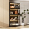 FUFU&GAGA Black 4-Door Closet Cabinet Glass Display Cabinet with Motion-Activated LED Light  Bookshelves Pantry - 3 of 4