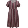 GRACE & GRANDEUR Women's Plus Size Boho Floral Stripe V Neck Ruffle Sleeve Pockets Flowy Casual Beach Midi A Line Dresses - 4 of 4