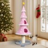 Angel Sar 59in Pink Christmas Tree Cat Tower, 2 Cat Condos with Scratching Post, Soft Fleece Cover, Teaser Toy, Stable Base for Indoor Cats - 3 of 4