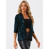 Allegra K Women's Open Front Collarless 3/4 Sleeve Sequin Velvet Jacket - image 3 of 4