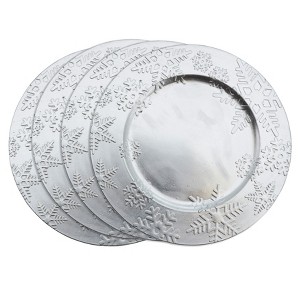 Saro Lifestyle Snowflake Design Christmas Holiday Decorative Charger Plate - set of 4 pcs - 1 of 3
