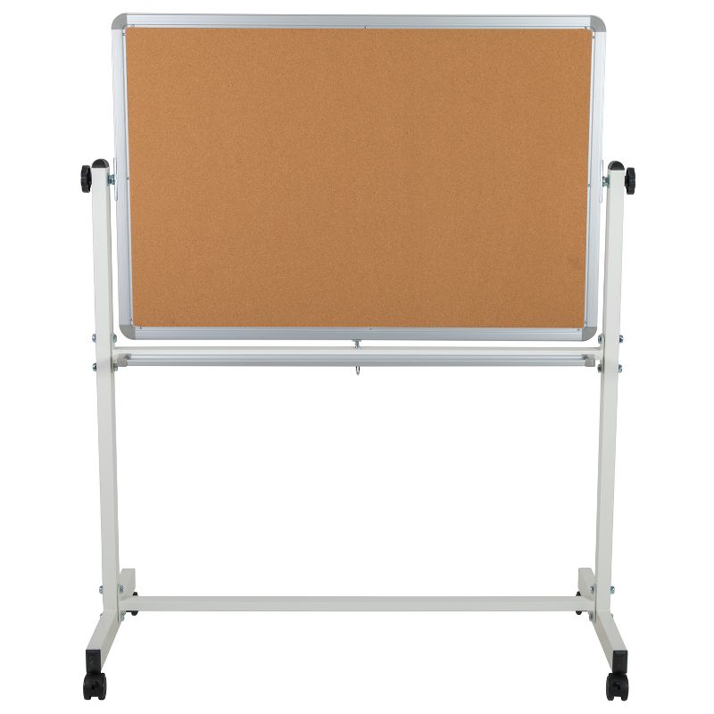 Flash Furniture HERCULES Series Reversible Mobile Cork Bulletin Board and White Board Stand with Pen Tray, 6 of 18