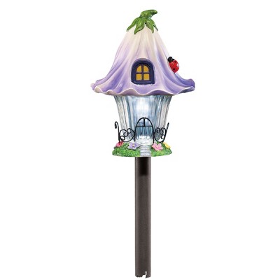 Collections Etc Solar Fairy Cottage House Stake for Garden, Backyard, Landscaping, and Pathway