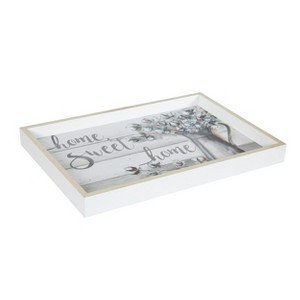 Amanti Art Farmhouse Cotton Home Sweet Home Decorative Wood Ottoman/Coffee Table Tray 13x19 Inch - 1 of 4