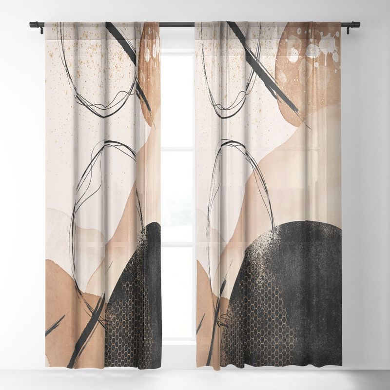 Sheila Wenzel Ganny Minimalist Black Gold Single Panel Sheer Window Curtain - Society6, 2 of 7