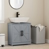 HOMCOM Farmhouse Pedestal Sink Storage Cabinet, Freestanding Bathroom Sink Cabinet with 2 Barn Doors and Adjustable Shelf, Dark Gray - 2 of 4
