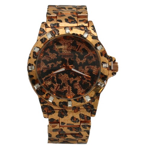 Rose Leopard Womens Animal Print Metal Watch : Target