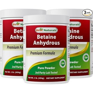 3 Pack Best Naturals Betaine Anhydrous Trimethylglycine (TMG) Pure Powder 1 Pound - 1 of 4
