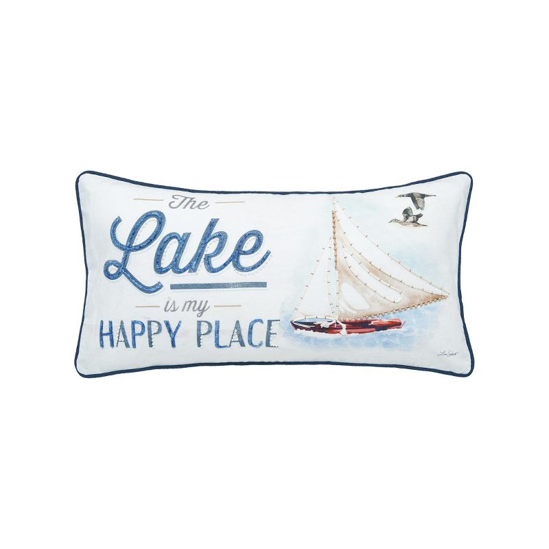 C&F Home 12" x 24" Lake Is My Happy Place Printed and Embellished Throw Pillow, 1 of 6