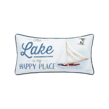 C&F Home 12" x 24" Lake Is My Happy Place Printed and Embellished Throw Pillow