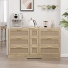 KTMBDW 9 Drawer Double Dresser for Bedroom, Rattan Chest of Dressers, Modern Wooden Dresser Chest with Golden Handles for Living Room, Hallway - 2 of 4