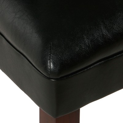 Black Faux Leather Upholstered Parsons Side Chair with Wood Legs