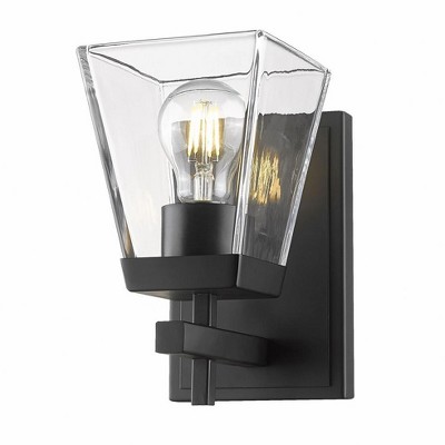 Lauren Matte Black 8.5" Modern Wall Sconce with Clear Flared Glass