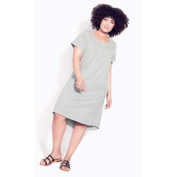 Women's Plus Size Hello Sunshine Plain Dress - gray  | ZIM & ZOE