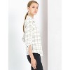 Allegra K Women's Point Collar Long Sleeve Plaid Button-Down Shirt - 4 of 4