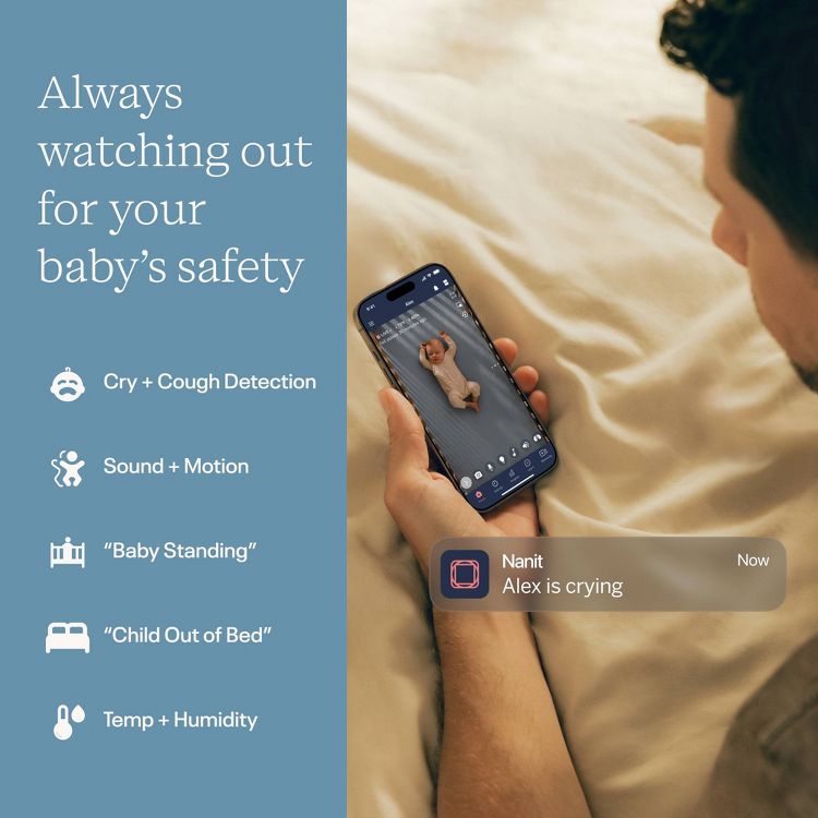 Nanit Pro Smart Baby Monitor & Wall Mount: Movement Sensor, Temperature Reading, Breath Rate Monitor, Wi-Fi Enabled, 4 of 13