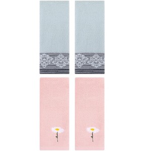 REGALWOVEN 4 Pcs Soft Absorbent Floral Pattern Hand Towels - 1 of 4