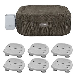 Bestway SaluSpa AirJet Inflatable Square Hot Tub with Set of 6 Underwater Non Slip Pool and Spa Seat with Adjustable Legs, Gray - 1 of 4