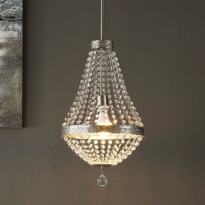 Contemporary Shirley Grand Nickel & Crystal 26" Pendant Light