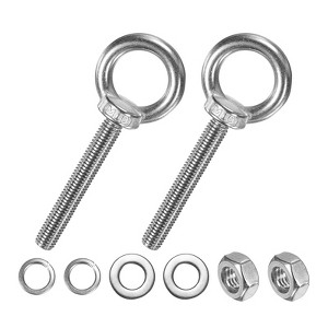 Unique Bargains Stainless Steel Durable Rust-Resistant Eyebolts with Nuts Washers Male Screw for Fastening 10 Pcs - 1 of 4