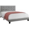 Monarch Specialties Bed Queen Size Platform Bedroom Frame Upholstered Linen Look Wood Legs Grey Transitional - 4 of 4