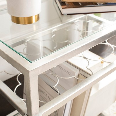 Hanzel Silver Leaf and Glass Rectangular Side Table