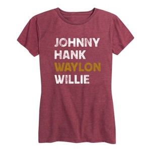 Women's - Country Casuals - Johnny Hank Waylon Willie Short Sleeve Graphic T-Shirt - 1 of 4
