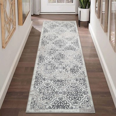 2x6 Washable Runner Rug for Hallway Vintage Distressed Rugs Non Slip Stain-Resistant Retro Boho Runner Soft Non-Shedding Throw Carpet for Entryway
