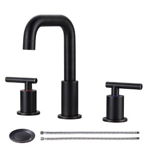 WOWOW 8 in. Widespread Double Handle Bathroom Faucet in Brushed Nickel - 1 of 4