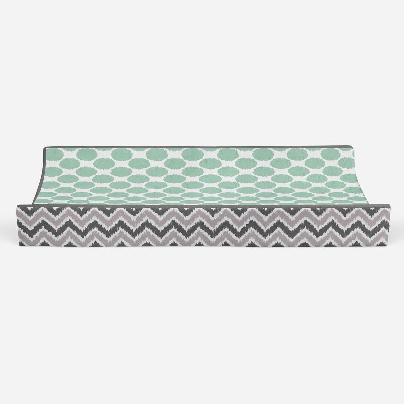 Bacati - Ikat Zigzag Mint Dots Muslin Changing Pad Cover, 5 of 10