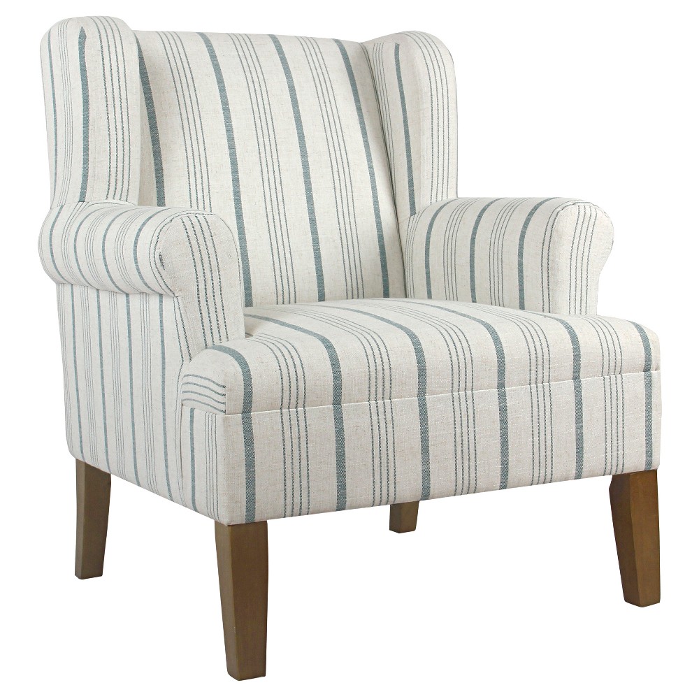 Photos - Chair Emerson Rolled Arm Accent : Honey Oak Legs, Polyester Fabric, HomePop