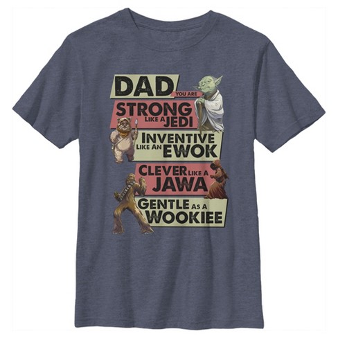hvidløg Med det samme beskydning Boy's Star Wars Dad You Are Strong Like A Jedi T-shirt - Navy Blue Heather  - Medium : Target