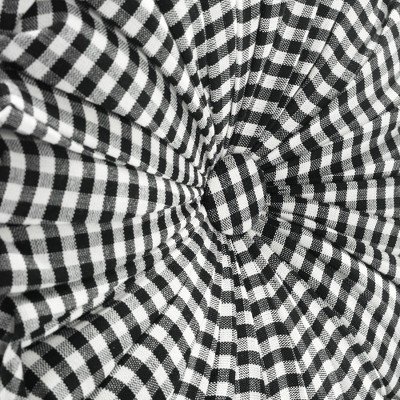 14" Black and Off-White Gingham Check Round Throw Pillow