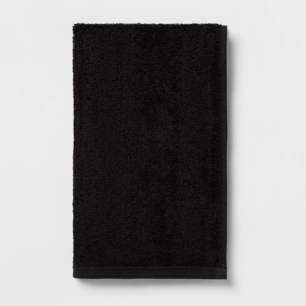 Photos - Towel Everyday Hand  Black - Room Essentials™: Cotton Terry, Midweight, Mac