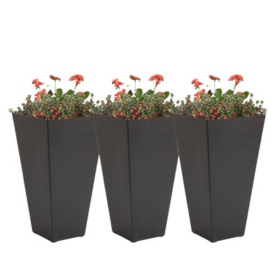 VisioGear 3PCS 28" Tall Large Taper Planters with Drainage Holes, Flower Pots for Patio, Brown, 15.75"*15.75"*28"
