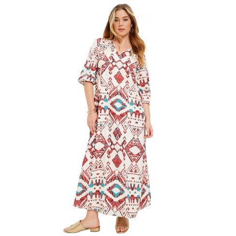 June + Vie By Roaman's Women's Plus Size Ruffled Shirt Dress : Target