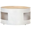 vidaXL Coffee Table Round End Table Accent Sofa Table White Solid Mango Wood - 2 of 4
