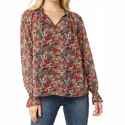 Women's Floral V-neck Top - entro