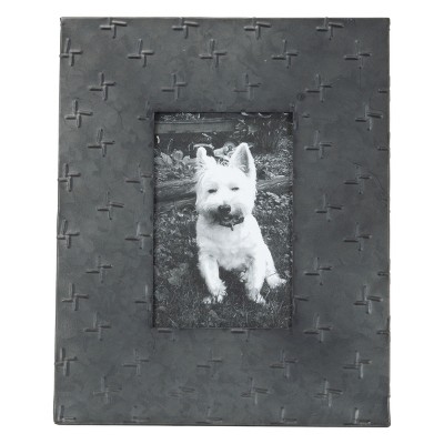 4 x 6 Inch Black Galvanized Embossed Metal Decorative Picture Frame  - Foreside Home & Garden