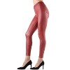 Memoi Fever Red Faux Leather Leggings - 3 of 4