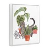 Stupell Industries Grey Cat Pet Terracotta House Plants Tropical Monstera Framed Giclee Art, White, 11" x 14" - 2 of 4