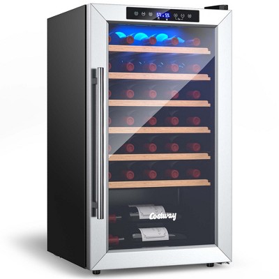 Costway 20 Inch  Cooler Refrigerator for 33 Bottles with Tempered Glass Door