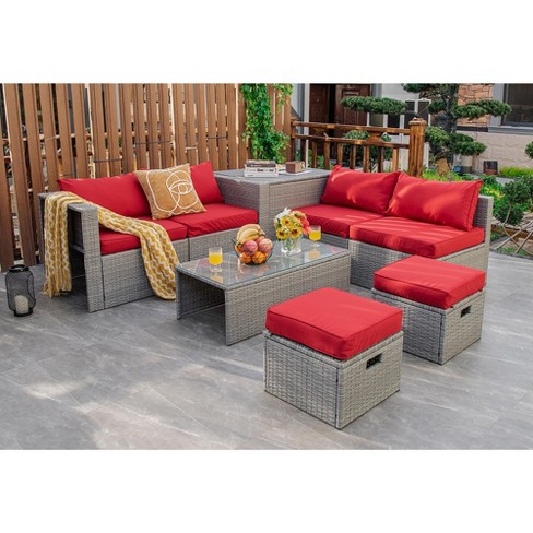 Costway 8pcs Patio Rattan Furniture Set Storage Waterproof Cover