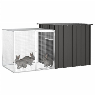 vidaXL Rabbit Cage Anthracite Galvanized Steel 78.7x35.8x39.4 in - Anthracite