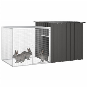 vidaXL Rabbit Cage Anthracite Galvanized Steel 78.7x35.8x39.4 in - Anthracite - 1 of 4